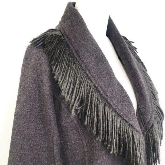 Cynthia Rowley Wool Fringe Open Front Jacket - Picture 3 of 8